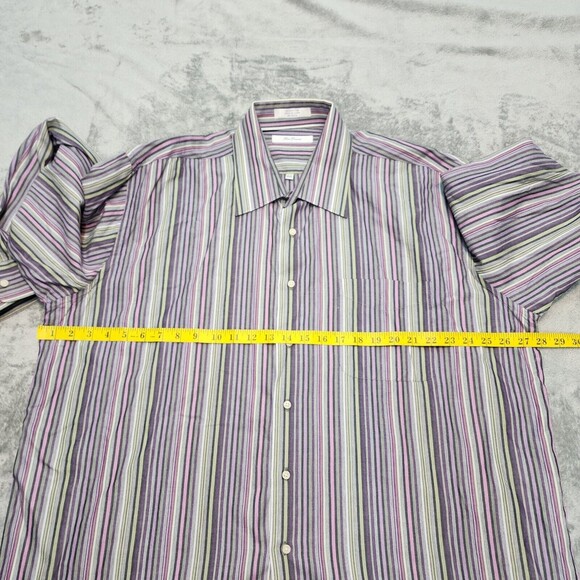 Alan Flusser Men's Dress Shirt Multicolor Striped Long Sleeve Purple Size 2XL - Picture 8 of 12